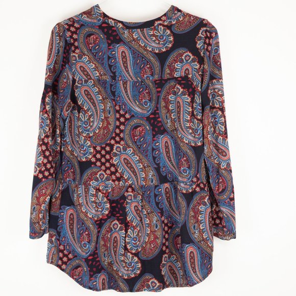 Soft Surroundings Paisley Blouse Long Sleeve Shirt Rayon Size Medium Petite - Picture 2 of 5
